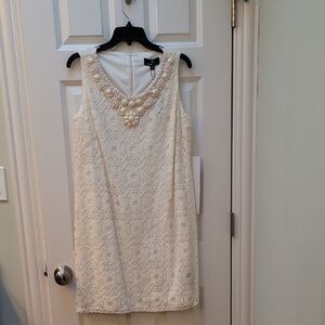 Beautiful Ronni Nicole, Ivory Lace Dress with Pearl Embellishments